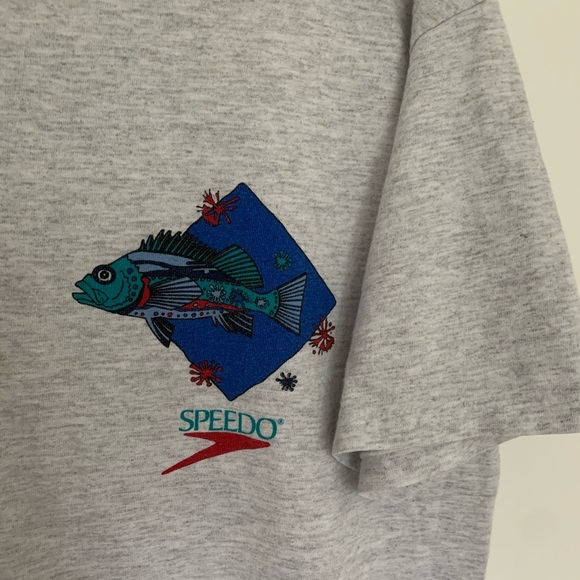Vintage 1994 Speedo Fish Gray T-Shirt - Picture 4 of 8